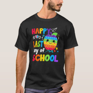 Happy Last Day Of School Apples Cute Teacher Stude T-Shirt