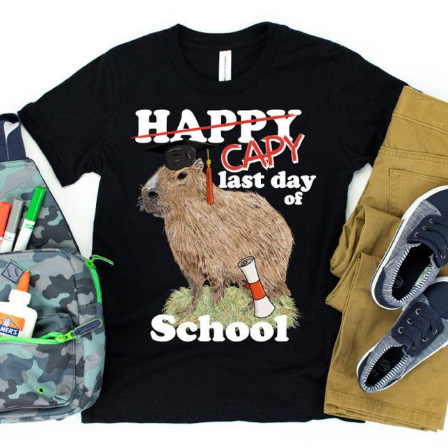 Happy Last Day of School Capybara Graduation T-Shirt (Creator Uploaded)