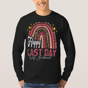 Happy Last Day Of School Cute Rainbow Pink Leopard T-Shirt