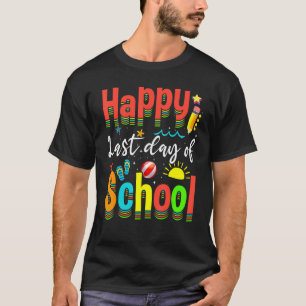 Happy Last Day Of School Cute Rainbow Teacher Stud T-Shirt