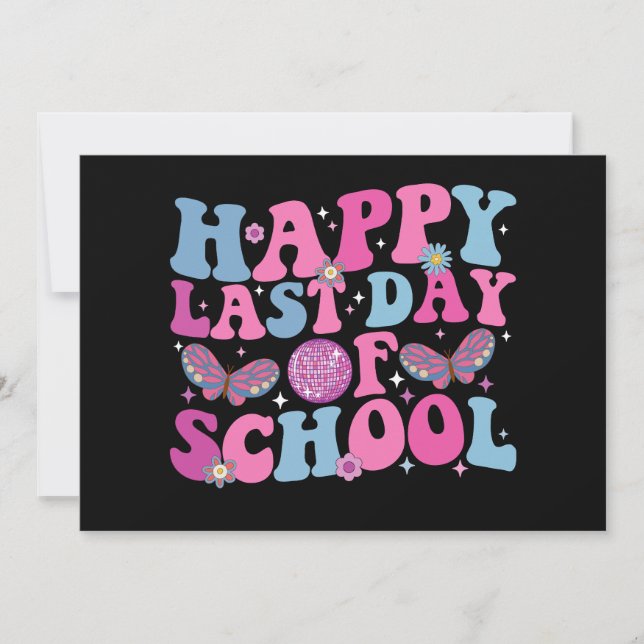 Happy Last Day Of School Disco Ball Groovy Retro Invitation (Front)