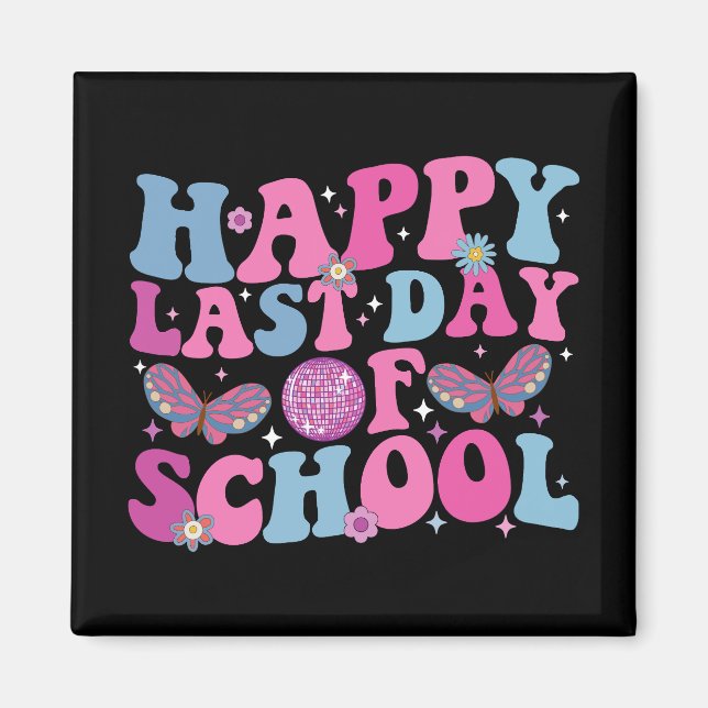 Happy Last Day Of School Disco Ball Groovy Retro Magnet (Front)