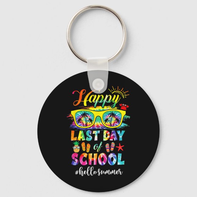 Happy Last Day Of School Hello Summer Teacher Stud Keychain (Front)
