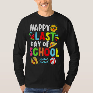 Happy Last Day Of School Summer Time Cute Sun Stud T-Shirt