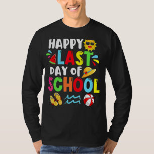 Happy Last Day Of School Summer Time Cute Sun Stud T-Shirt