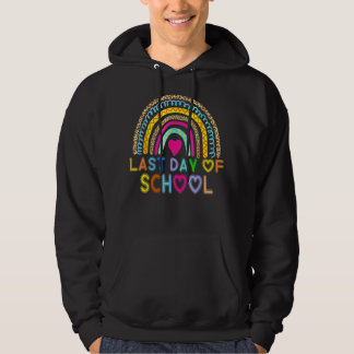 Happy Last Day of School Teacher Student Rainbow L Hoodie