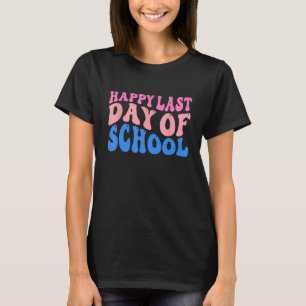 Happy Last Days Of School Teacher Kids Retro Groov T-Shirt