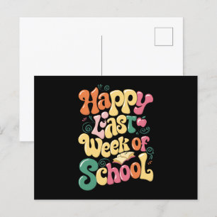 Happy Last Week Of School Teachers Students Groovy Postcard