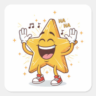 Happy Laughing Star Cartoon Art Sticker
