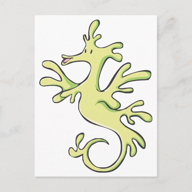 Happy Leafy and Weedy Sea Dragon Cartoon Postcard (Front)