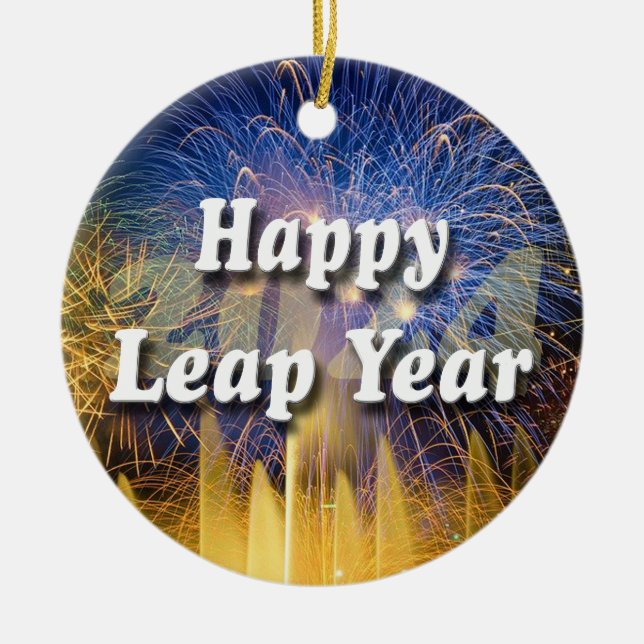 Happy Leap Year 2024 Ceramic Ornament (Front)