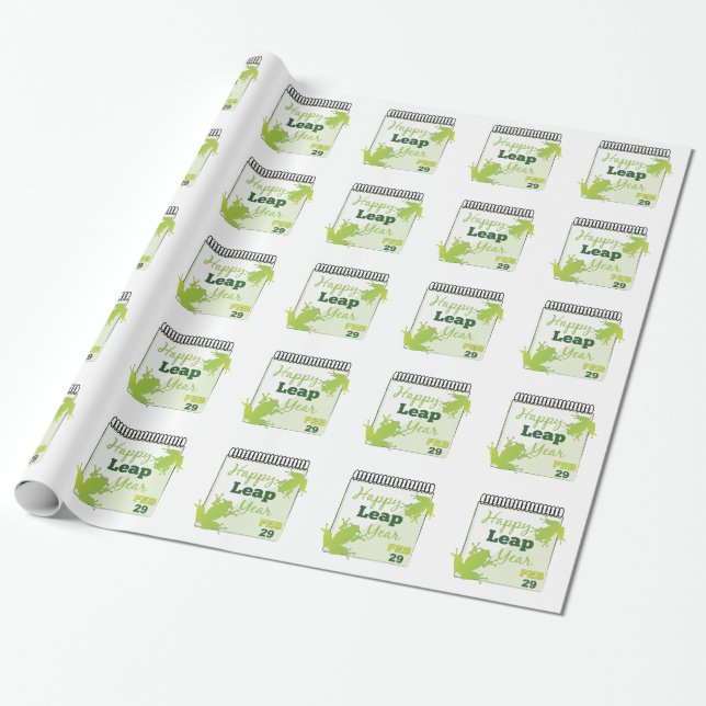Happy Leap Year Feb 29 Wrapping Paper (Unrolled)