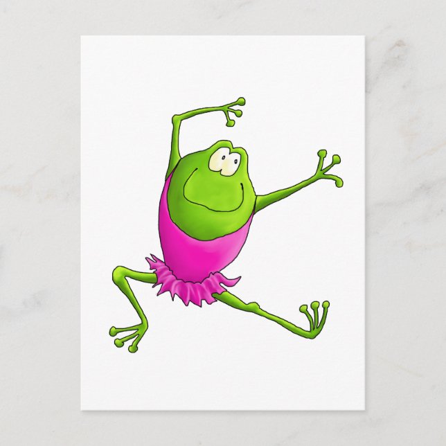 Happy Leaping Ballet Frog Postcard (Front)