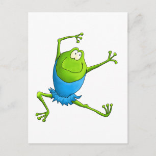 Happy Leaping Ballet Frog Postcard