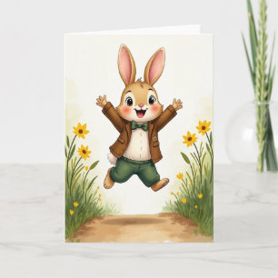 Happy Leaping Bunny Card