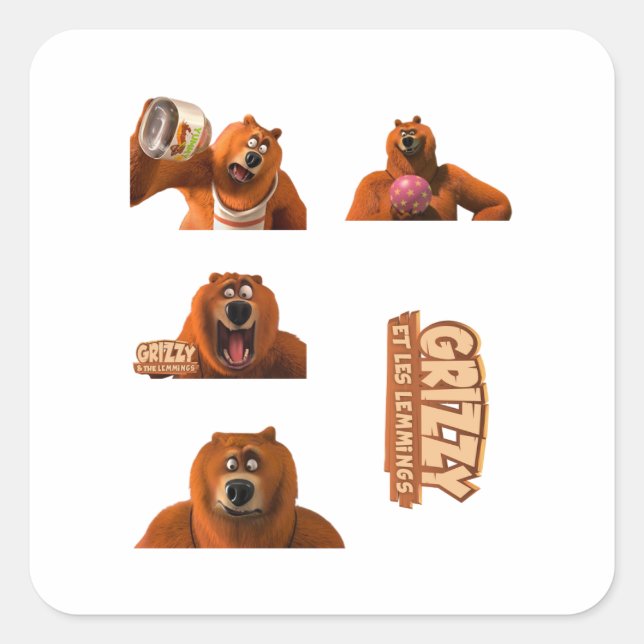 Happy Lemmings Tabodi and Grizzy Square Sticker (Front)