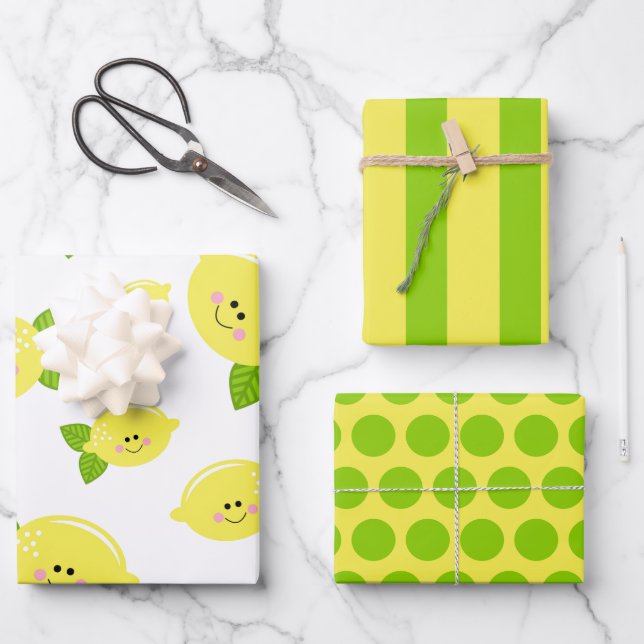 Happy Lemon Wrapping Paper Set (Front)