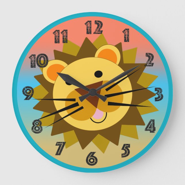 Happy Leo The Lion Smiling Face Large Clock (Front)