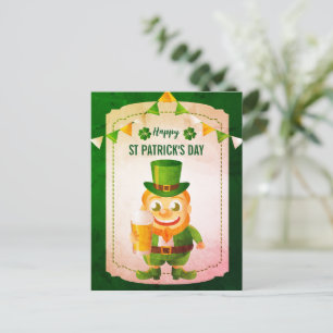 Happy Leprechaun Irish Grin St. Patrick's Day Holiday Postcard