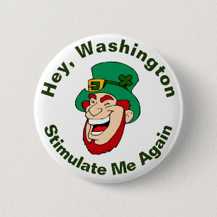 Happy Leprechaun Stimulus Bill 2 Inch Round Button