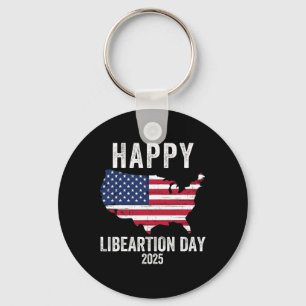 Happy Liberation Day 2025 President Trump Funny Po Keychain