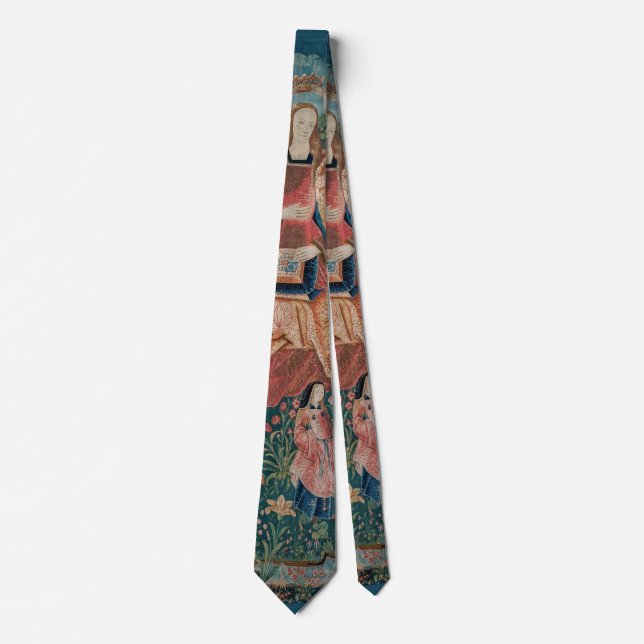 Happy Life in Paradise Garden Medieval Tapestry Tie (Front)