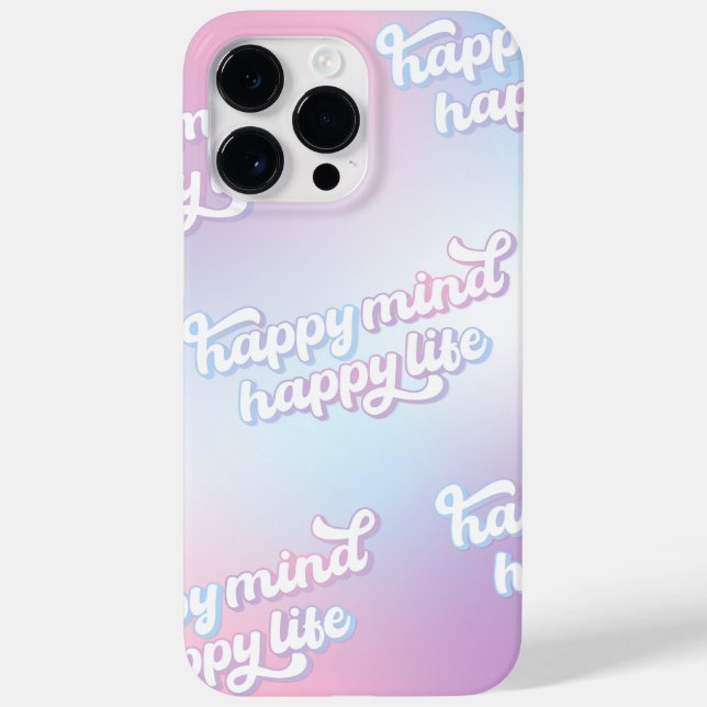 Happy Life Quote, Inspirational, Pastel Colours Case-Mate iPhone Case (Back)