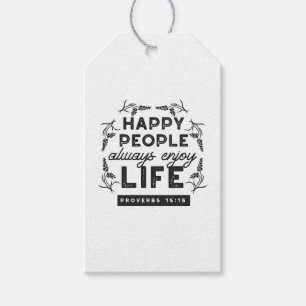 Happy Life with Faith – Proverbs 15:15 Art Gift Tags