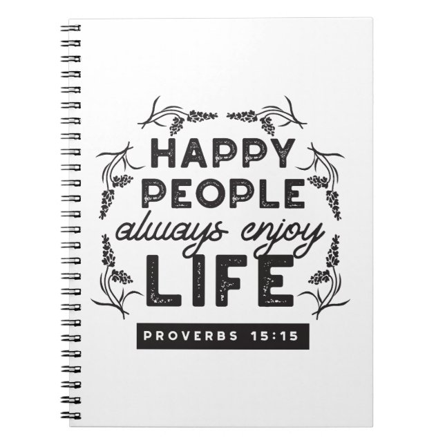 Happy Life with Faith – Proverbs 15:15 Art Notebook (Front)