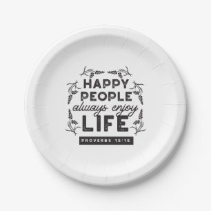 Happy Life with Faith – Proverbs 15:15 Art Paper Plate