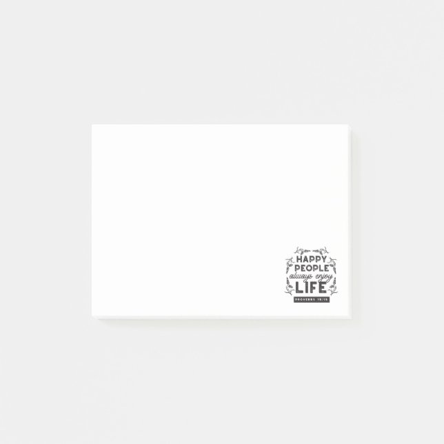 Happy Life with Faith – Proverbs 15:15 Art Post-it Notes (Front)