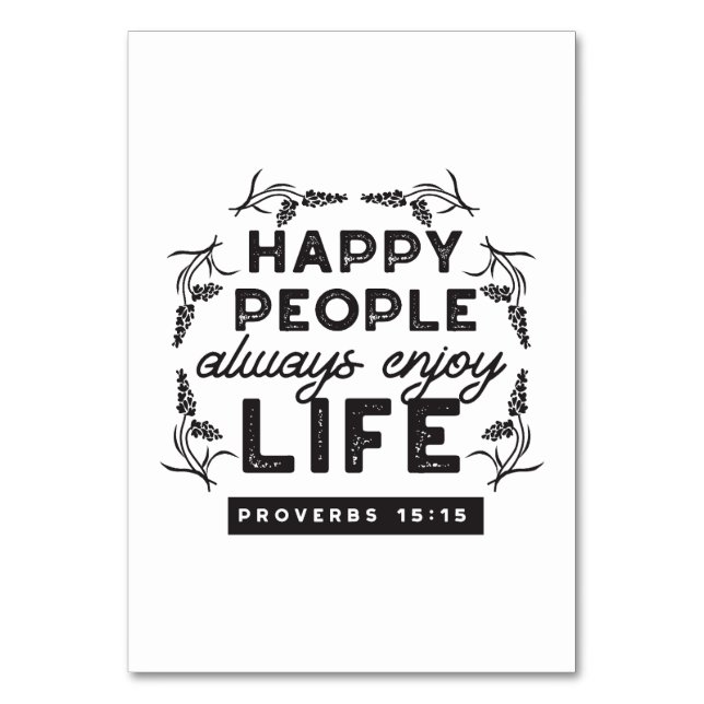 Happy Life with Faith – Proverbs 15:15 Art Table Number (Front)