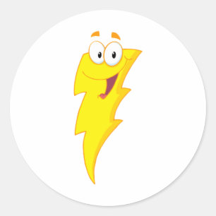 Happy Lightning Mascot Cartoon Character Classic Round Sticker