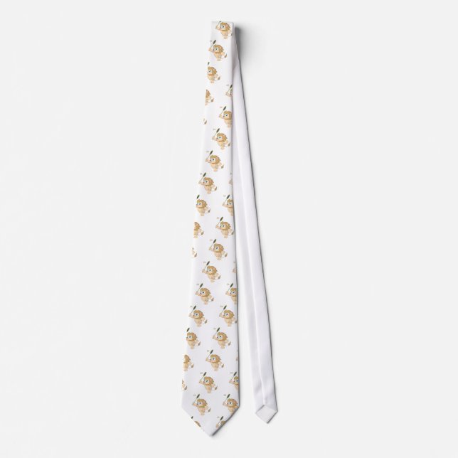 Happy Lion Playing Badminton Tie (Front)