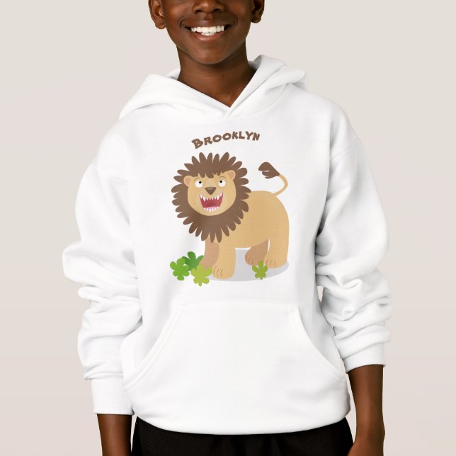 Happy lion roaring cartoon illustration (Front)