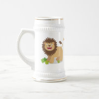 Happy lion roaring cartoon illustration