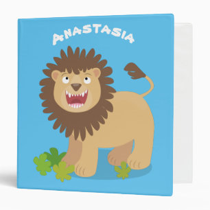 Happy lion roaring cartoon illustration binder