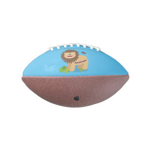 Happy lion roaring cartoon illustration football