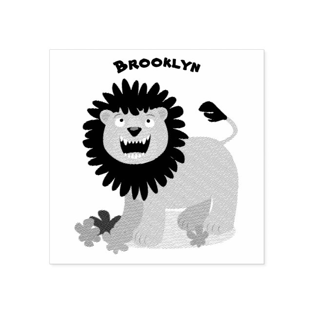 Happy lion roaring cartoon illustration  rubber stamp (Imprint)