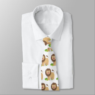 Happy lion roaring cartoon illustration tie