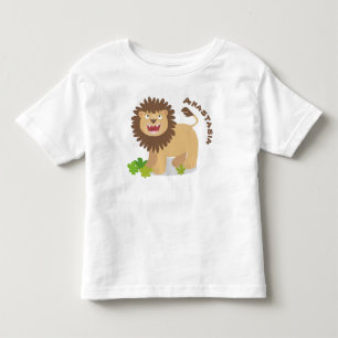 Happy lion roaring cartoon illustration toddler t-shirt