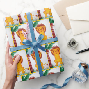 Happy Lion Watercolor Art Wrapping Paper