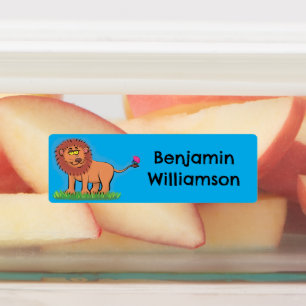 Happy lion with butterfly cartoon personalized