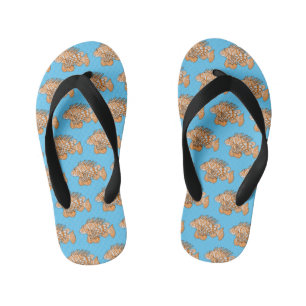 Happy lionfish cartoon illustration kid's flip flops