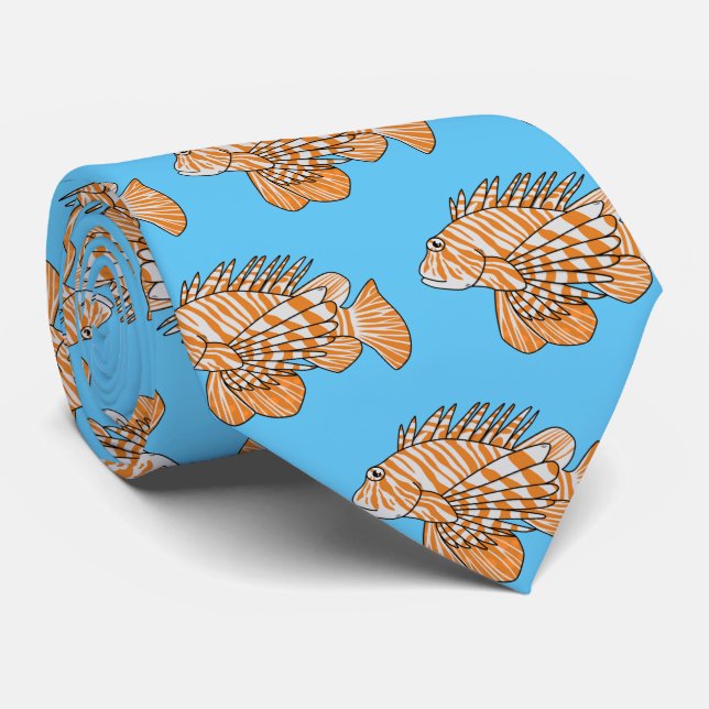 Happy lionfish cartoon illustration  tie (Rolled)