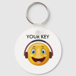 Happy listening music keychain
