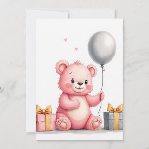 Happy little bear invitation