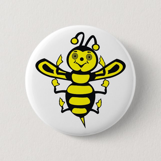 Happy Little Bee 2 Inch Round Button (Front)
