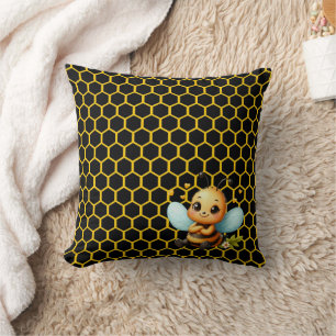 Happy Little Bee Throw Pillow