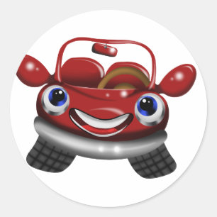 Happy  little car classic round sticker